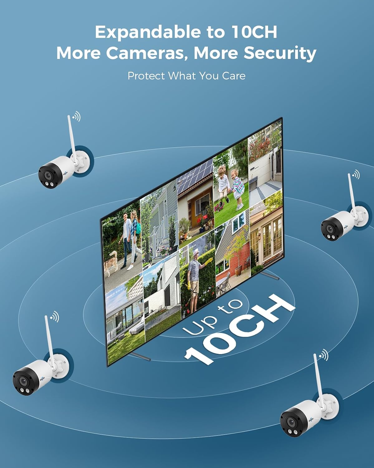 Hiseeu 8MP Outdoor Wireless Security Camera System, 10' Touch Screen NVR, 5G/2.4G WiFi-Pro 4K Cameras Kits, Full-Color Night Vision, Motion Detection, Two-Way Audio, IP66 Waterproof, 1TB HDD, No Fees