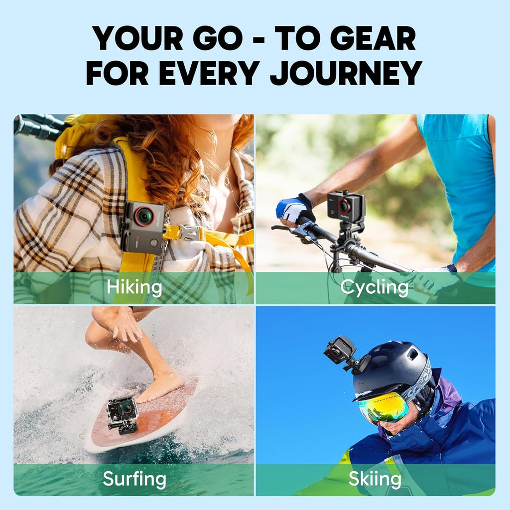 AKASO EK7000 Pro 4K30fps Action Camera with 256GB MicroSDXC U3 Card Accessories Kit Bundle, 20MP Ultra HD 131ft Waterproof Underwater Camera EIS WiFi Remote Control 5X Zoom Sport Cameras