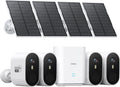 aosu Solar Security Cameras Wireless Outdoor, 4-Cam Kit, 2K QHD Home Security System with 166° Ultra-Wide Angle, Color Night Vision, 60 Days aosuBase Local Storage, No Subscription Needed