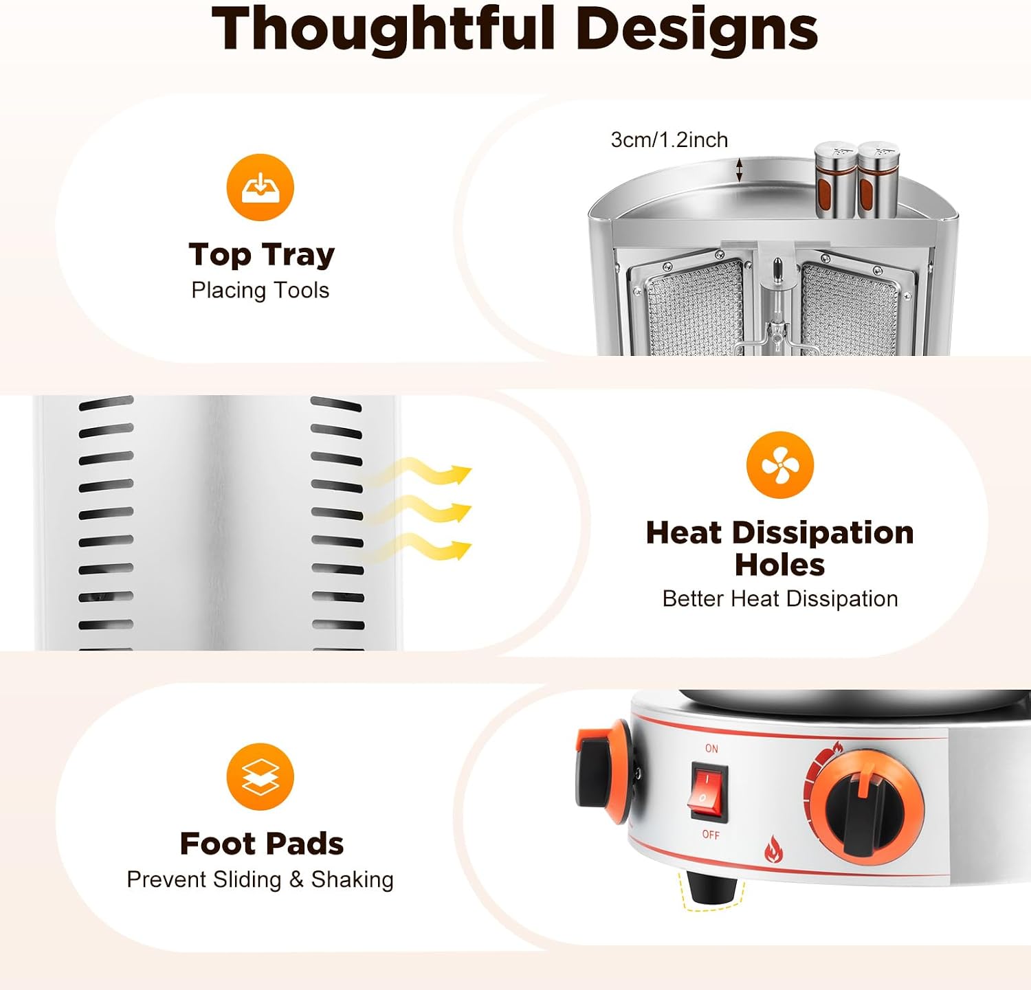 Professional Commercial Doner Kebab Machine,Automatic Rotation Vertical Broiler,Stainless Steel LPG Roasters Barbecue,Meat Catcher for Restaurant Dinner Home Kitchen Garden,3000W (LPG)