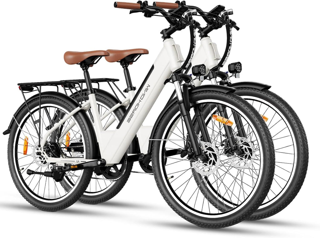 WINDHORSE 26' Electric Bike for Adults 20MPH & 30-50 Miles Range, Shimano 7-Speed, 468WH Removable Battery Commuter Ebike with 750W Peak Motor, Front Suspension, Rear Rack, Fenders, UL2849 Certified