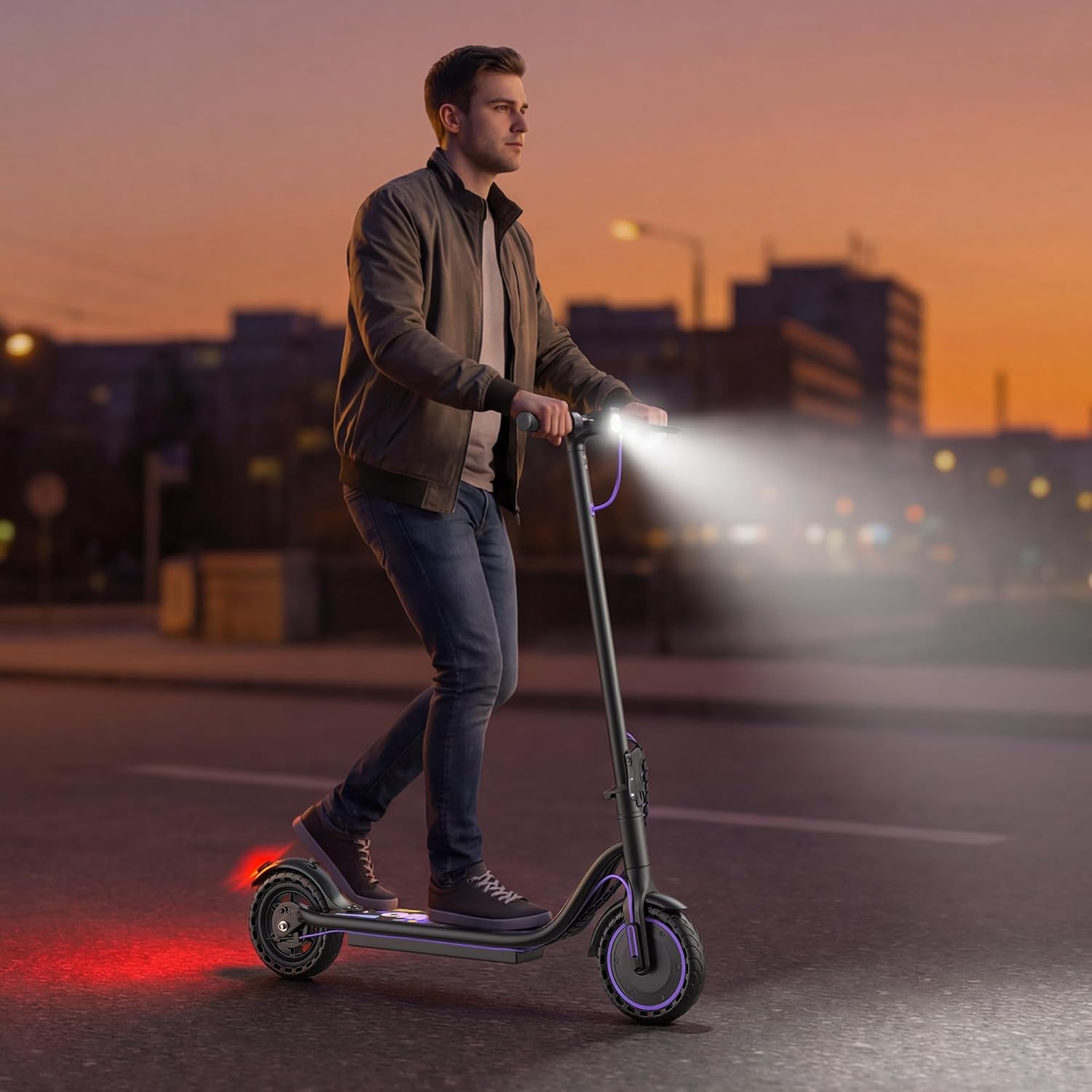 Electric Scooter, 350W-500W Motor, 19 MPH to 22MPH, 15-41 Miles Range, Dual Suspension, Dual Braking, App Control, Foldable Commuter E Scooter for Adults and Teens