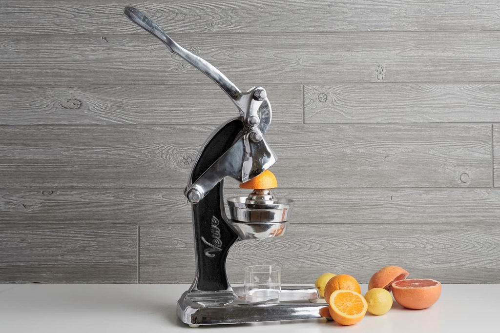 Artisan Cast Aluminum Professional Grade Manual Hand Press Juicer for Orange, Grapefruit, and Large Citrus Fruits Morning Drinks, Cocktails, or Cooking by Verve CULTURE - Black - Large 14x9x17