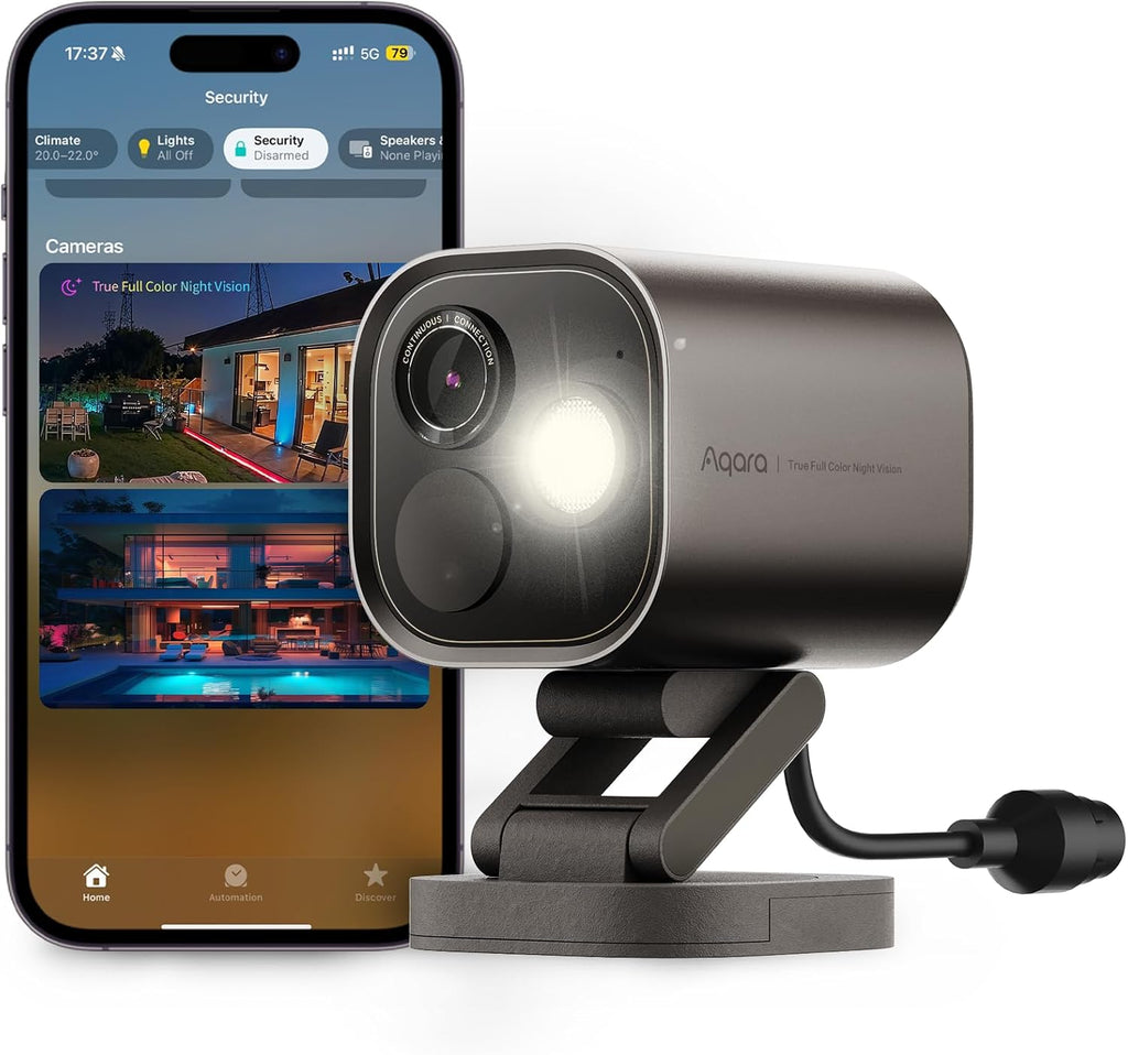 Aqara 4MP Camera Hub G5 Pro PoE, True Color Night Vision Security Camera Outdoor, HomeKit Secure Video, Thread Border Router, Local Detection, Thread/Zigbee, Supports Alexa, Google, Smartthings, Gray
