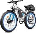 6000W Electric Bike for Adults,60V 1200WH 45MPH Dual Motor Mountain Ebike Up to100 Miles Long Range Electric Bicycle 24' Fat Tire Fast Bicycle for Men Women Full Suspension Brake/Turn Signal