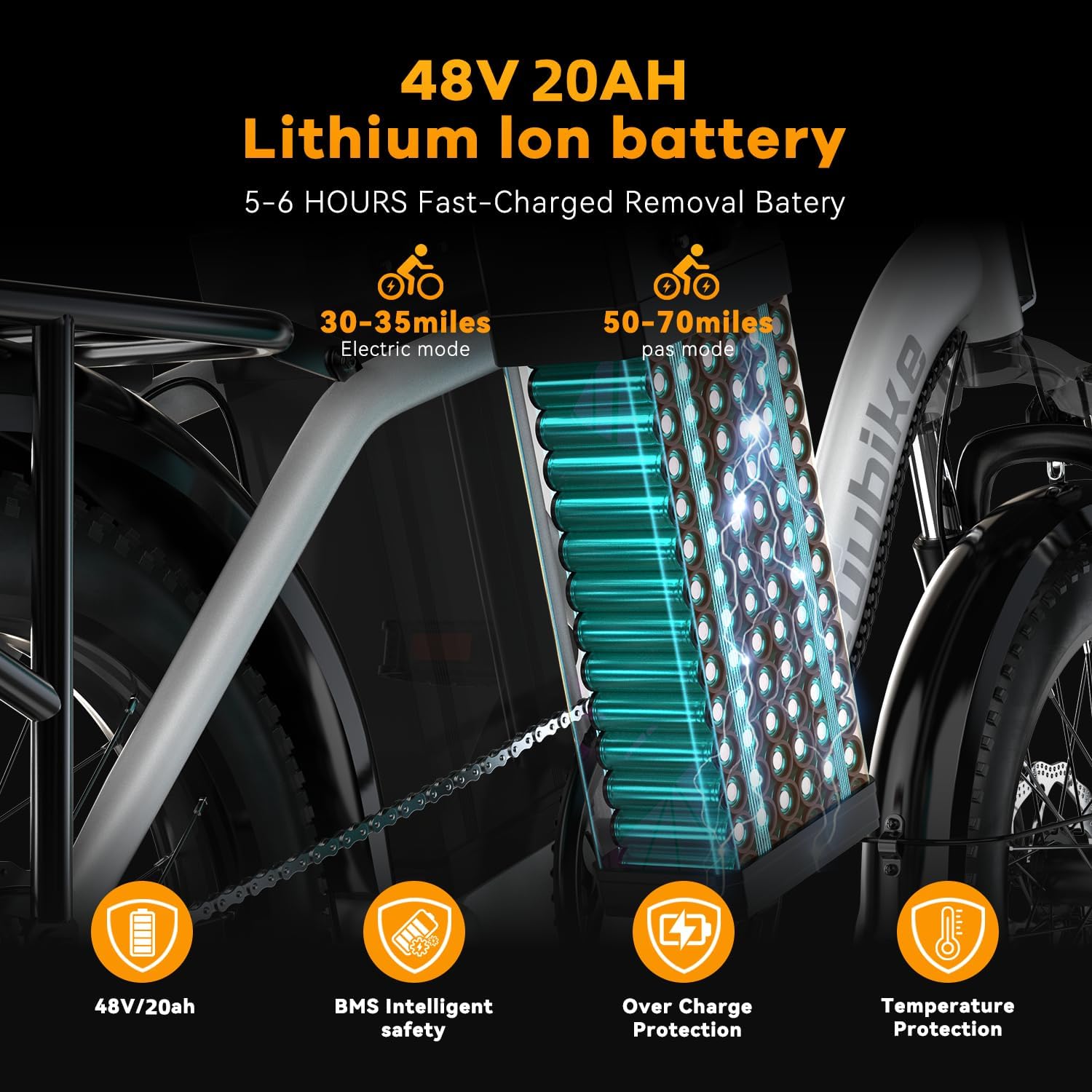 bluebiko 1000W Folding Electric Bike, 48V 20AH Removable Battery E Bike, 70 Miles Max Range, 20' Fat Tire Adults Electric Bike,7-Speed Ebike for City Commuting,Off-Roading,Mountain