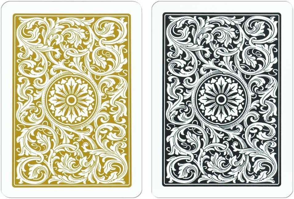 Copag 1546 Design 100% Plastic Playing Cards, Poker Size (Standard) Black/Gold (Regular Index, 6 Sets)