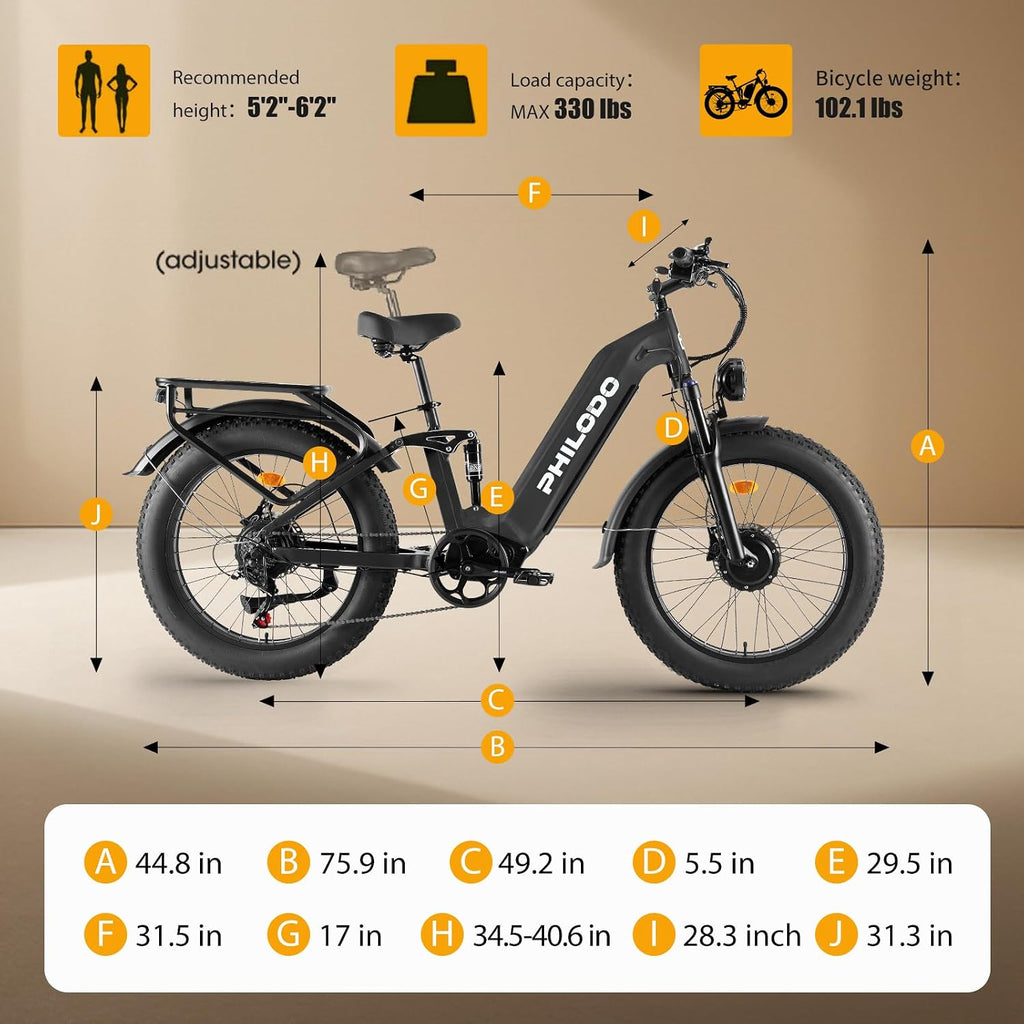 5000w Dual Motor Electric Bicycles, 60V Battery E-Bike with 45 MiIe P-Hour Electric Bike for Adults, 26 Fat Tire Hunting Ebike for All Terrain, Full Suspension Electric Ebike