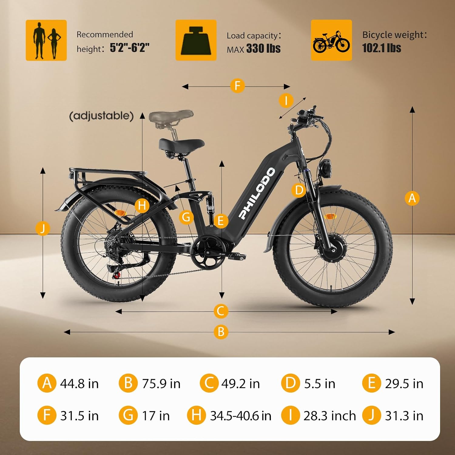 5000w Dual Motor Electric Bicycles, 60V Battery E-Bike with 45 MiIe P-Hour Electric Bike for Adults, 26 Fat Tire Hunting Ebike for All Terrain, Full Suspension Electric Ebike