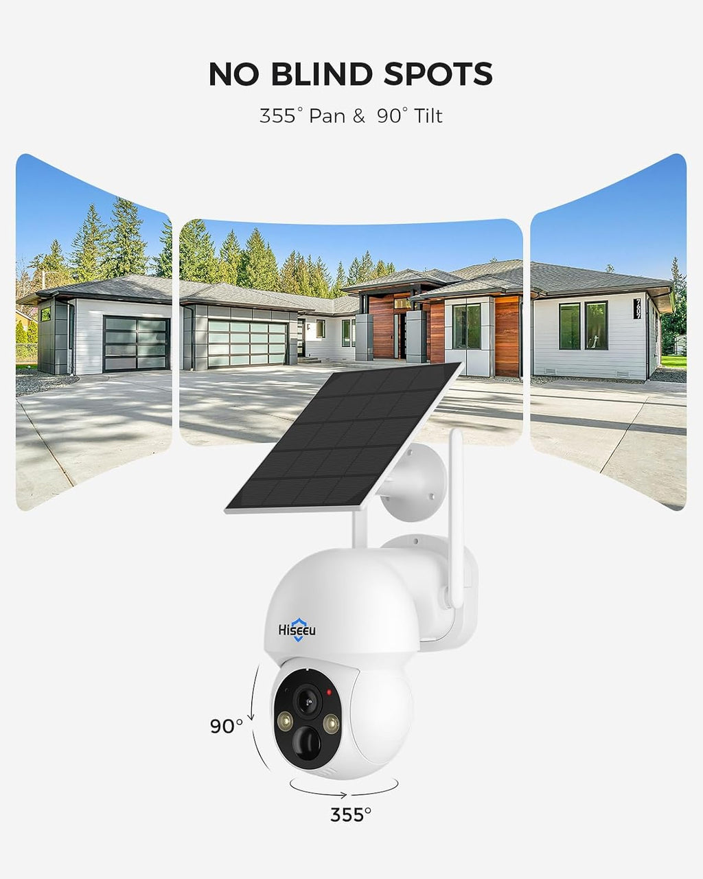 Hiseeu Solar Camera Wireless Outdoor, Home Security Camera System, 2.4G & 5G WiFi, Solar-Powered 4MP 6 Cam-Kit, Color Night Vision, 360° View, Pan & Tilt, 1TB HDD, No Subscription