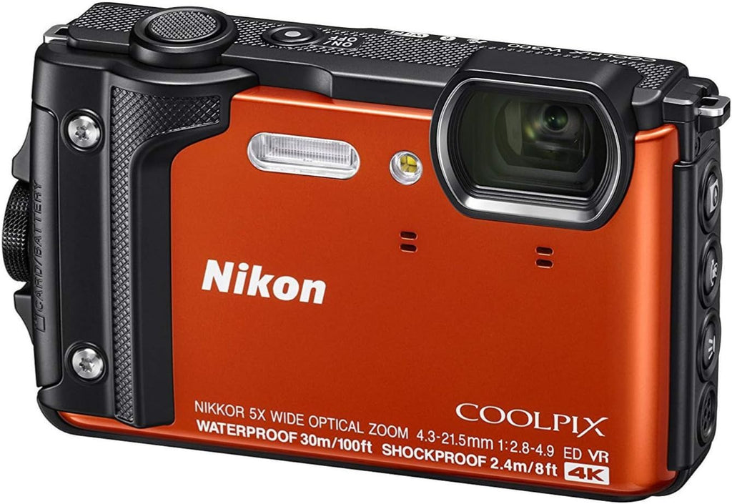 Nikon W300 Waterproof Underwater Digital Camera with TFT LCD, 3', Orange (26524)