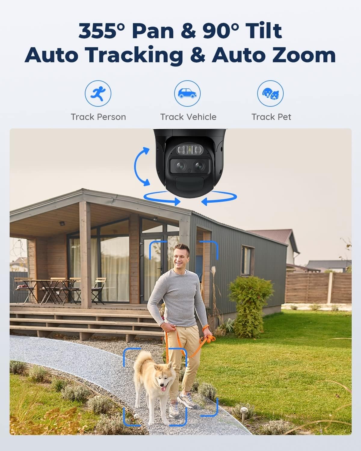 REOLINK 4K Dual Lens Solar Security Camera Outdoor, PTZ with Auto Tracking, 6X Hybrid Zoom Auto Zoom Tracking, 8MP Color Night Vision, Smart Detection Motion Alert TrackMix Series+SP (WiFi Set)