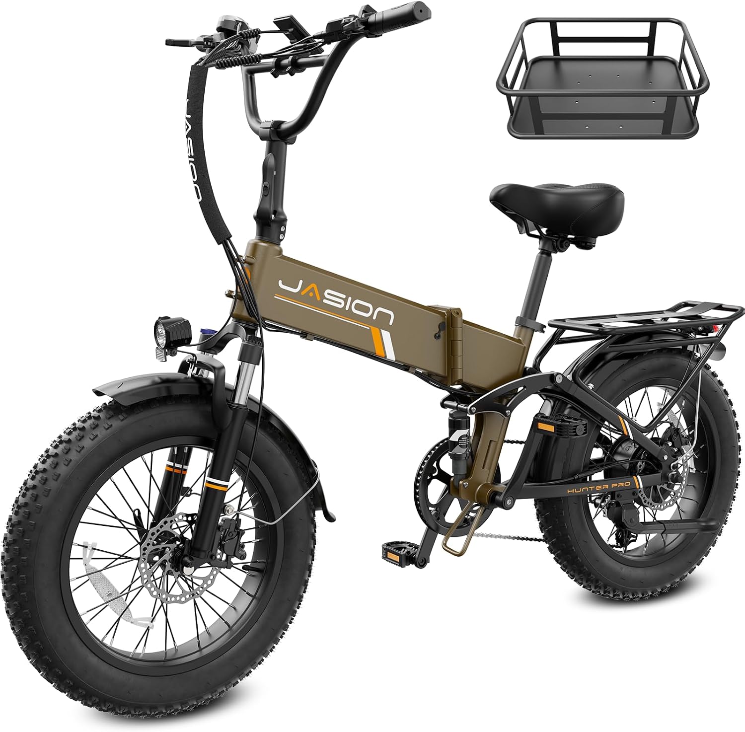 Jasion X Hunter/PRO Electric Bike for Adults,1800W/1400W Peak 20''Fat Tire Foldable Ebike,Folding E Bike Up to 80/70 Miles Range,720/624WH Removable Battery,30 MPH E Bike,Certified by UL2849