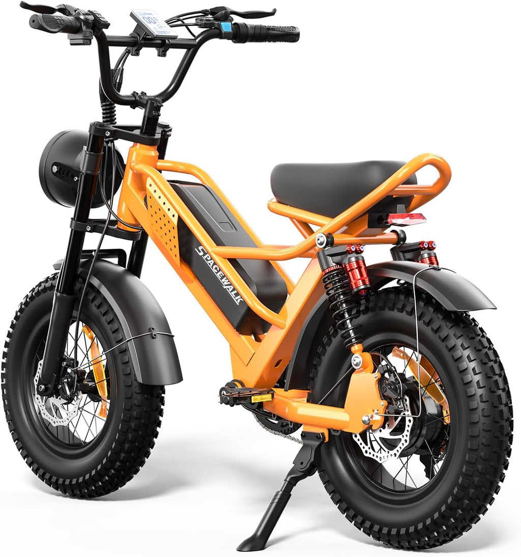 Spacewalk Electric Bike M6 / M7 for Teens/Adults,16' / 20' Ebike,1500W Peak Motor,21.7mph / 27.9mph,48V 15Ah Removable Battery,4X Suspension,50 Miles Pure Electric,70 Miles PAS