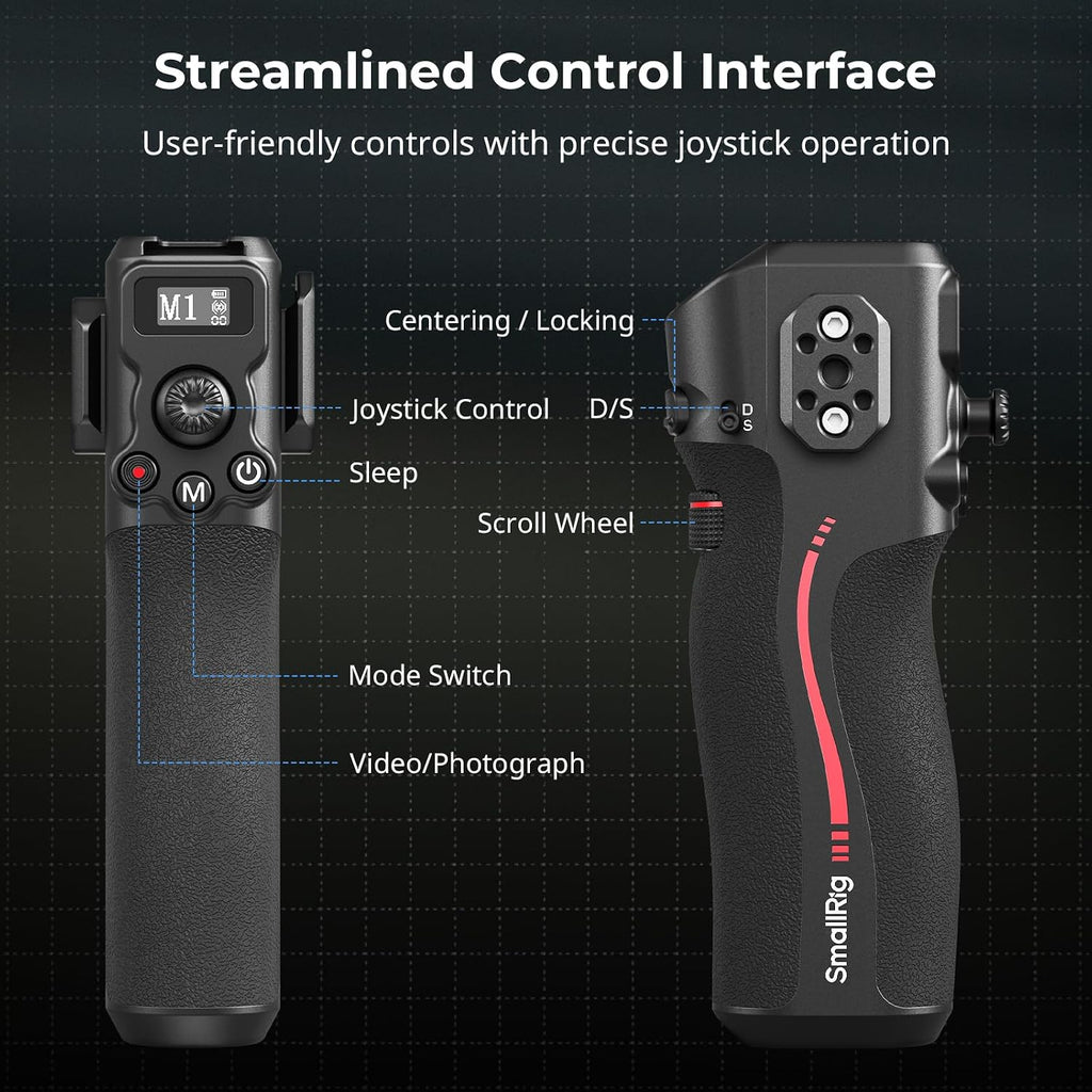 SMALLRIG Handle with Follow Focus for DJI RS 2 / RS 3 Pro/RS 4 / RS 4 Pro/RS 5 Gimbal Stabilizer, Handle with 1/4'-20 locating Holes and a Cold Shoe Mount, Max Load 4.4lb