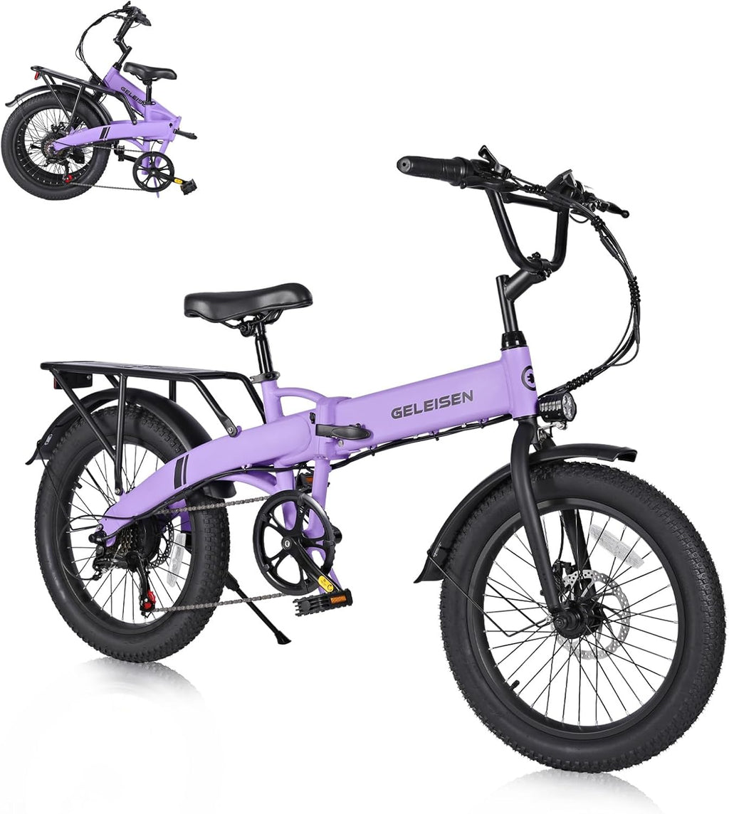 Folding Electric Bike for Adults, 20'×3.0 Fat Tire Electric Bicycle, 374.4Wh Battery Ebike, 20MPH Electric Cargo Bike with LCD Color Display & 6 Speed Gears (Fits for 5'0'+)