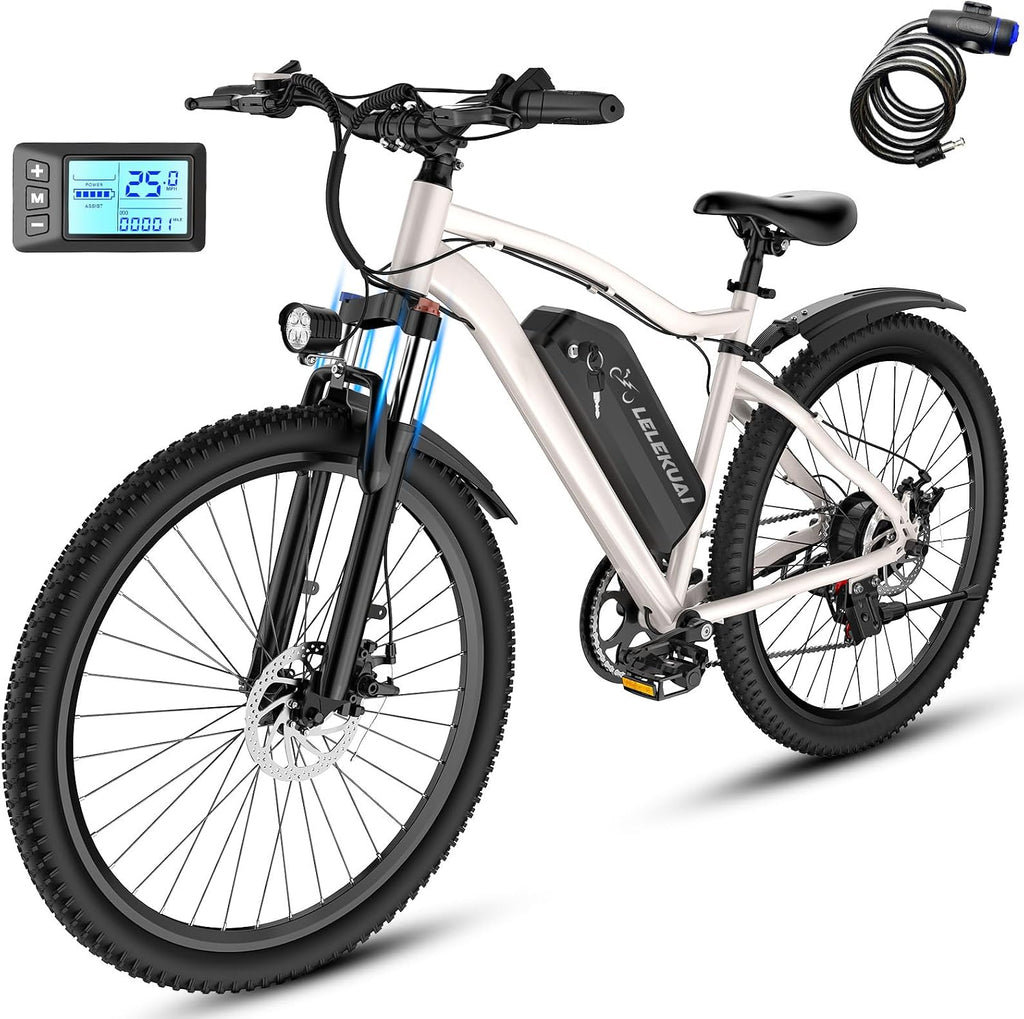 Electric Bike for Adults, 26' Commuter Ebikes with 7-Speed Gears, 25MPH Lightweight E Bike, 720W Peak Motor, 375Wh Removable Battery, 50 Miles Range, Electric Mountain Bicycle for All Terrain