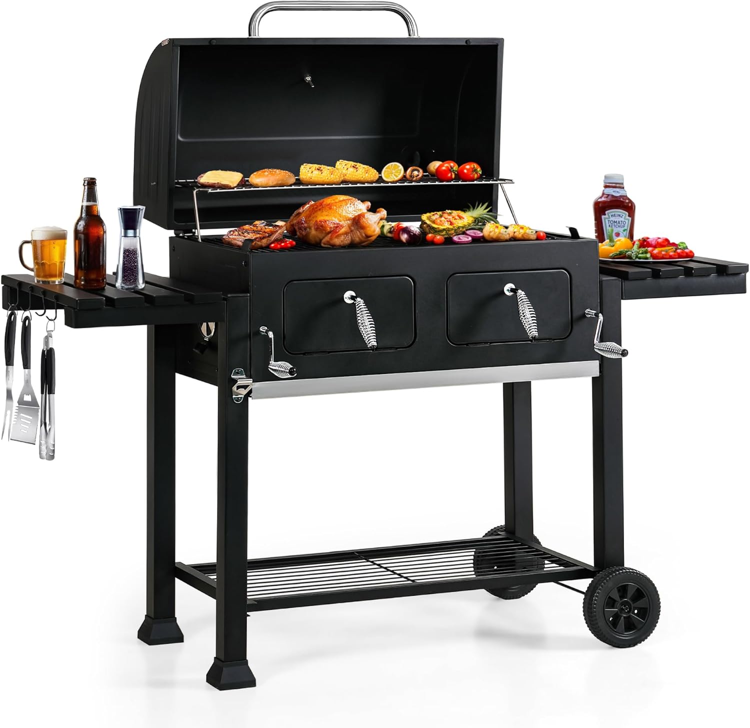 MFSTUDIO Extra Large BBQ Charcoal Grills with Adjustable Charcoal Trays, Barbecue Grill for Outdoor Cooking, 794 SQ.IN.