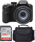 Kodak PIXPRO AZ425 Digital Camera + Camera Case + 128GB Memory Card (Black)