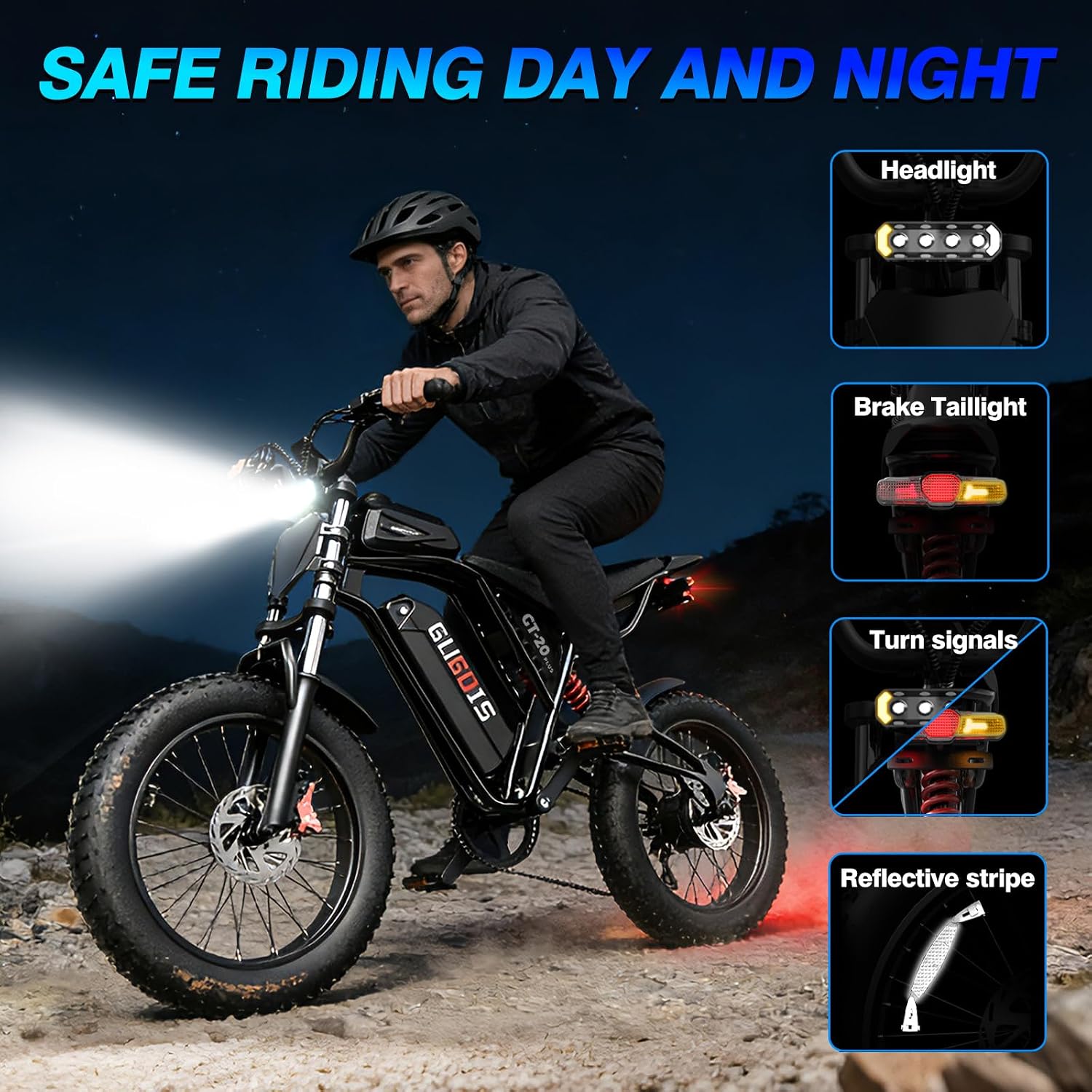 Electric Bike for Adults,1000/1500W, 30/35MPH, 48V 15.6/20AH Battery, Max 30-60 Miles Electric Dirt Bike, 20' Fat Tire Ebikes, UL2849&GCC Certified Electric Motorcycle for Mountains, Snow, Sand, Road
