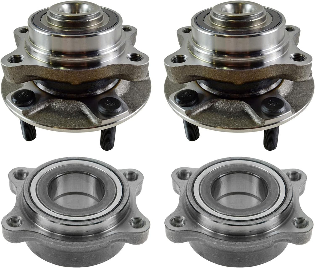 TRQ 2 Piece Wheel Bearing & Hub Assembly Set Compatible with 2003-2007 Infiniti G35 2003-2009 Nissan 350Z