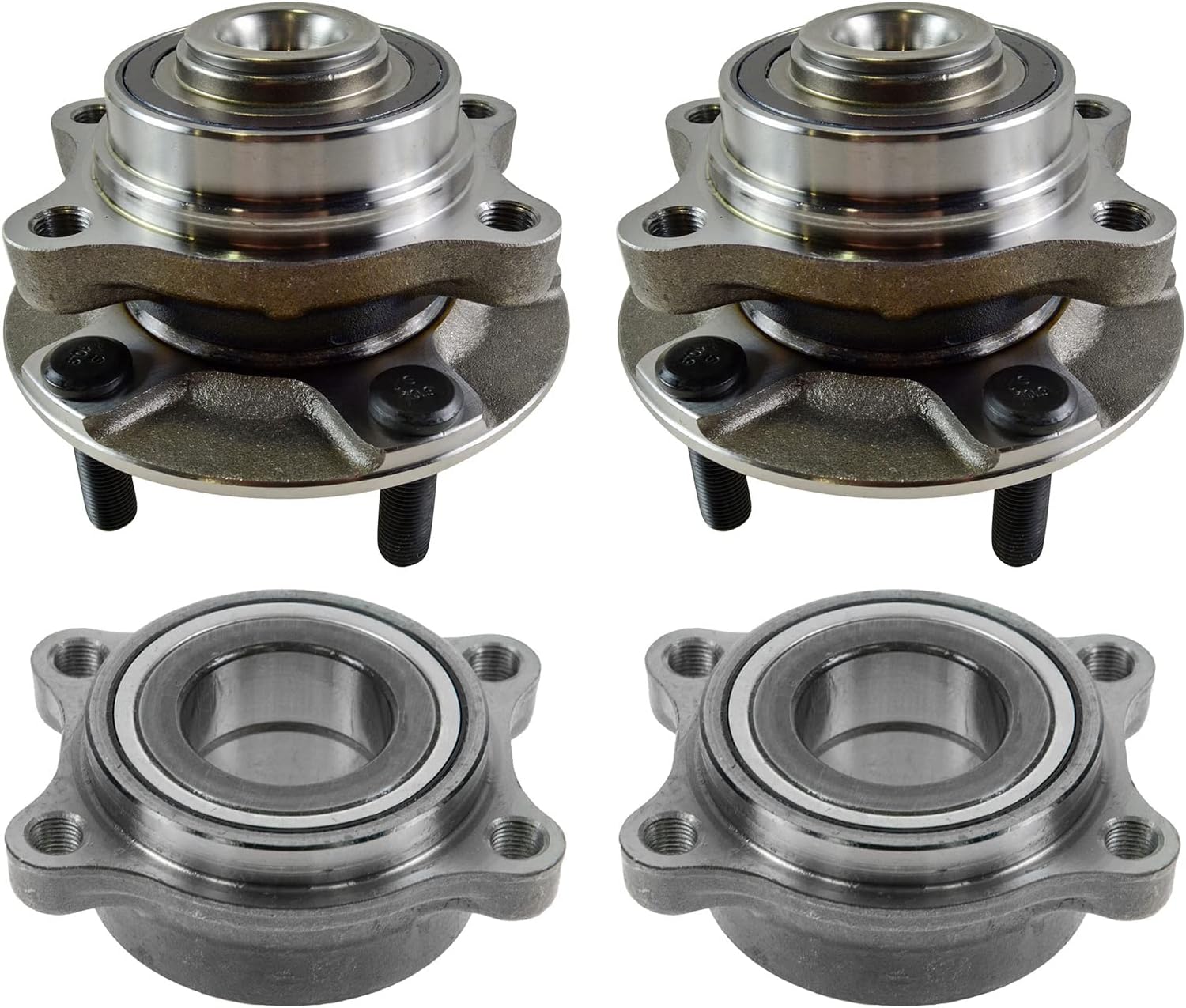 TRQ 2 Piece Wheel Bearing & Hub Assembly Set Compatible with 2003-2007 Infiniti G35 2003-2009 Nissan 350Z