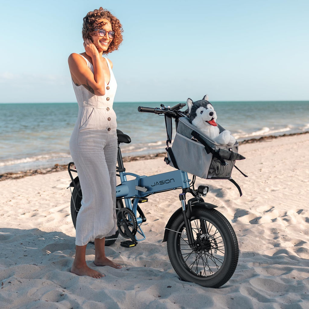 Jasion EB6 Foldable Electric Bike for Adults,【1200W Peak Motor, 25 MPH, 50 Miles Range】 20' Fat Tire Ebike with 48V Built-in Battery, Lightweight Aluminum Frame E Bike for Commuting, Off-Road, Travel
