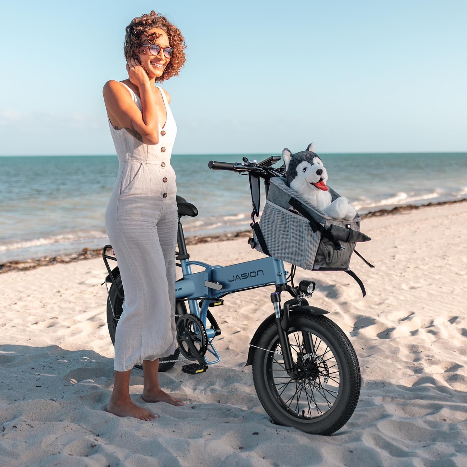Jasion EB6 Foldable Electric Bike for Adults,【1200W Peak Motor, 25 MPH, 50 Miles Range】 20' Fat Tire Ebike with 48V Built-in Battery, Lightweight Aluminum Frame E Bike for Commuting, Off-Road, Travel