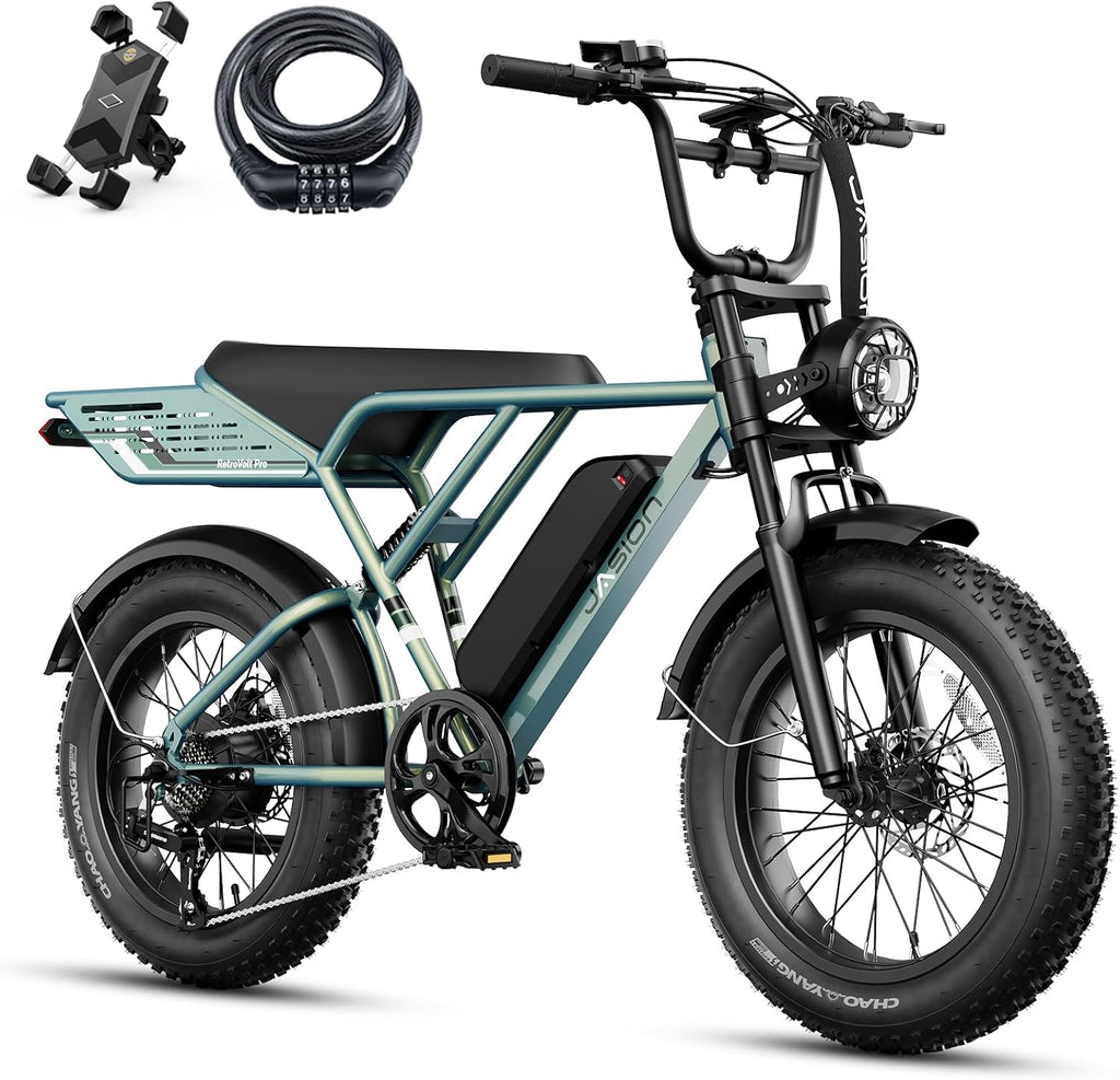 Jasion RetroVolt&Pro Electric Bike for Adults, 2000W/3000W Peak - 30/38MPH Electric Dirt Bike, 48V-52V, 13AH/20AH Battery, 70/90Miles Max Range Electric Motorcycle, 20'' X 4'' Fat Tire All-Terrain