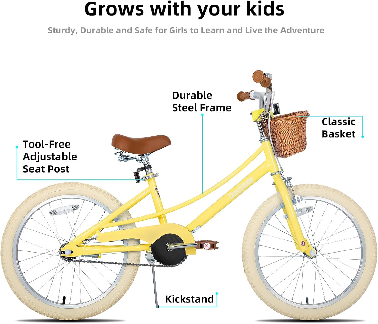 JOYSTAR Girls Bike for 2-12 Years Old Toddlers and Kids, 12' 14' 16' 18' 20' Retro Style Kids Bike with Training Wheels, 18 20 Inch Children Bicycle with Kickstand