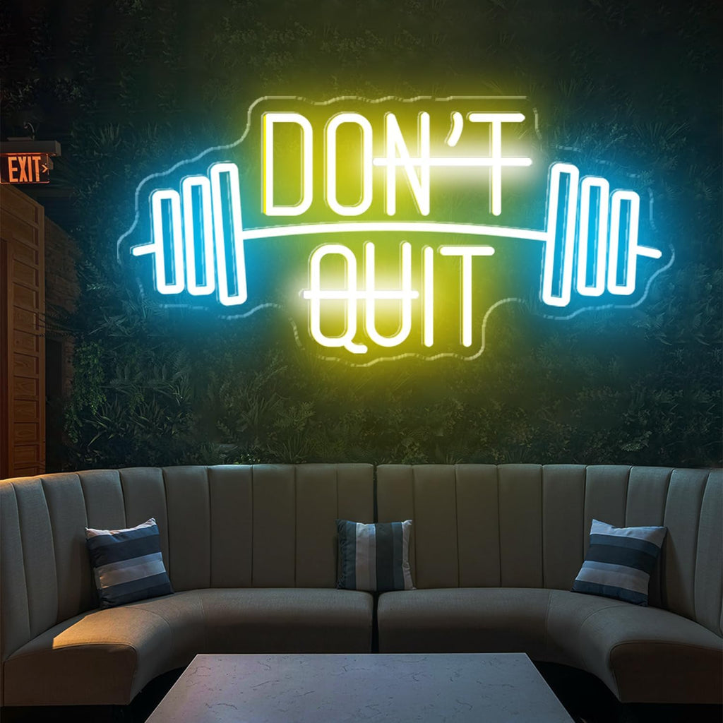 DON'T QUIT Neon Sign, Dimmable Neon Signs for Wall Decor, Led Neon Light Sign Gym Decorations, Room Decor for Bedroom, Neon Signs for Man Cave, Office, Birthday Gift for Boyfriend, 22.5x10.8'