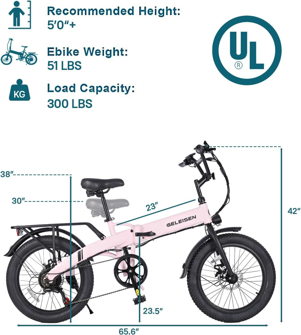 Folding Electric Bike for Adults, 20'×3.0 Fat Tire Electric Bicycle, 374.4Wh Battery Ebike, 20MPH Electric Cargo Bike with LCD Color Display & 6 Speed Gears (Fits for 5'0'+)