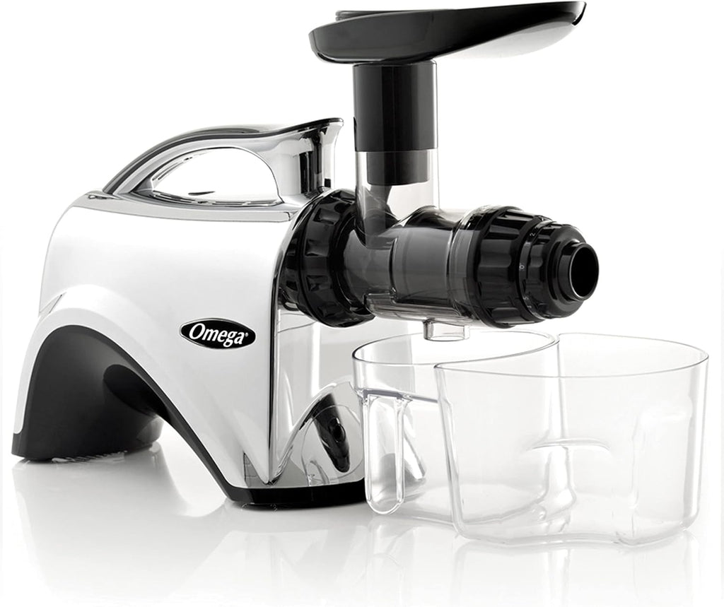 Omega Juicer Premium Vegetable and Fruit Juice Extractor and Nutrition System Makes Nut Milks Baby Food and Sorbets, Adjustable Pressure Settings 80-RPM Slow Masticating Juicer, 150-Watts, Silver