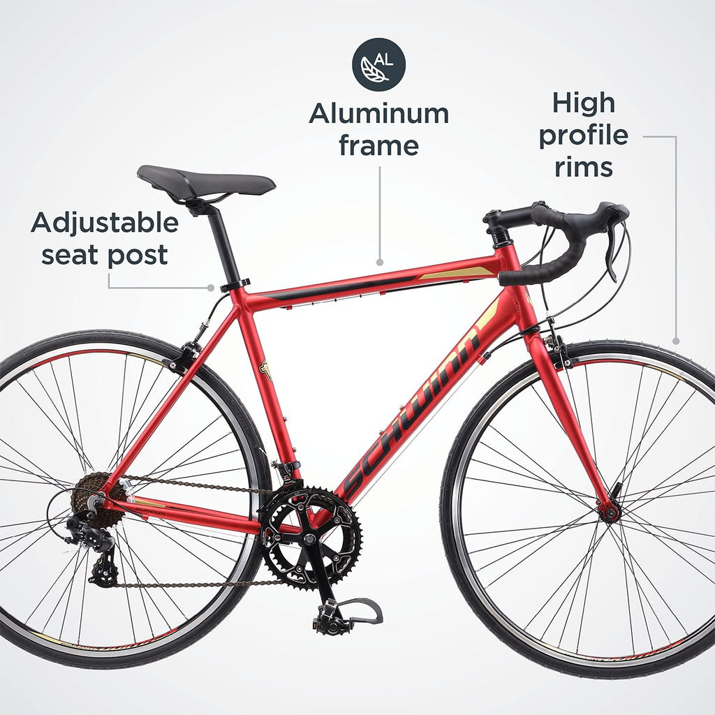 Schwinn Volare 1300 Road Bike, 700c Mens and Womens Bike, 14-Speed Drop Bar Road Bicycle, Aluminum Frame, Sport Tires, Fitness Seat, Alloy Caliper Brakes, Adult Bicycle