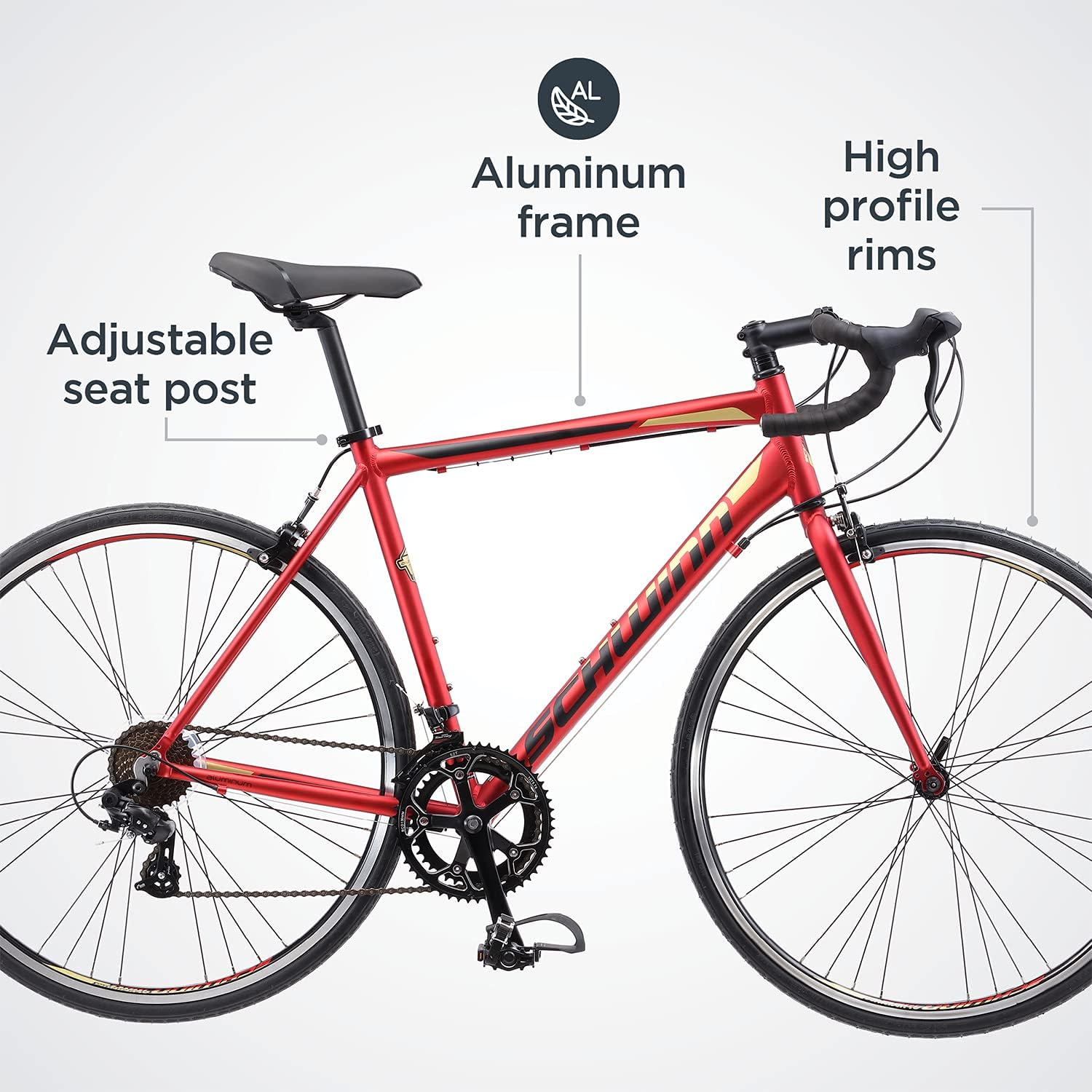 Schwinn Volare 1300 Road Bike, 700c Mens and Womens Bike, 14-Speed Drop Bar Road Bicycle, Aluminum Frame, Sport Tires, Fitness Seat, Alloy Caliper Brakes, Adult Bicycle