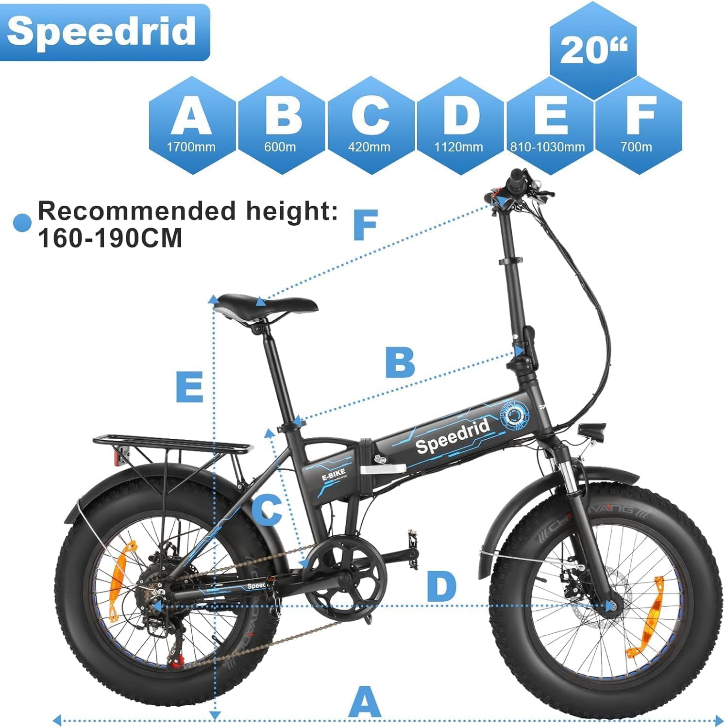 ANCHEER Folding Electric Bike for Adults, Electric Bicycle with 500W Brushless Motor(Peak 800W), 48V/499Wh Hidden Battery, Up to 55 Miles, 20'*4.0 Fat Tire Ebike, 7 Speed Gear