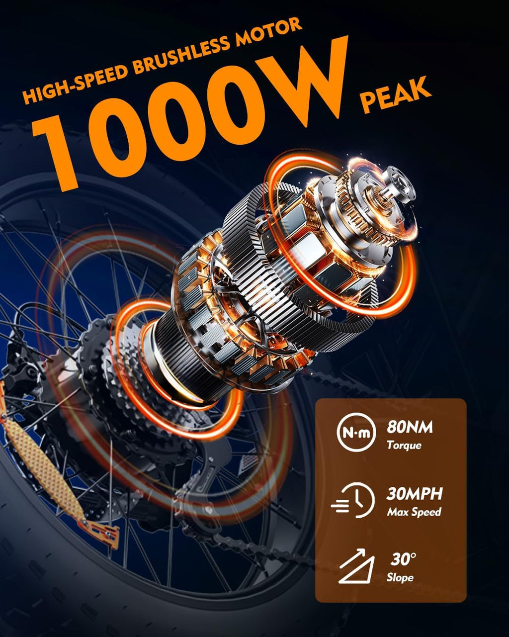 Rakowe Electric Bike for Adults, 1000W-2000W Peak, 20' Fat Tire Electric Dirt Bike, 48V Removable Battery, Up to 30-34MPH & 45-80 Miles, Full Suspension, Dual Disc Brakes, 7-Speed All-Terrain E-Bike