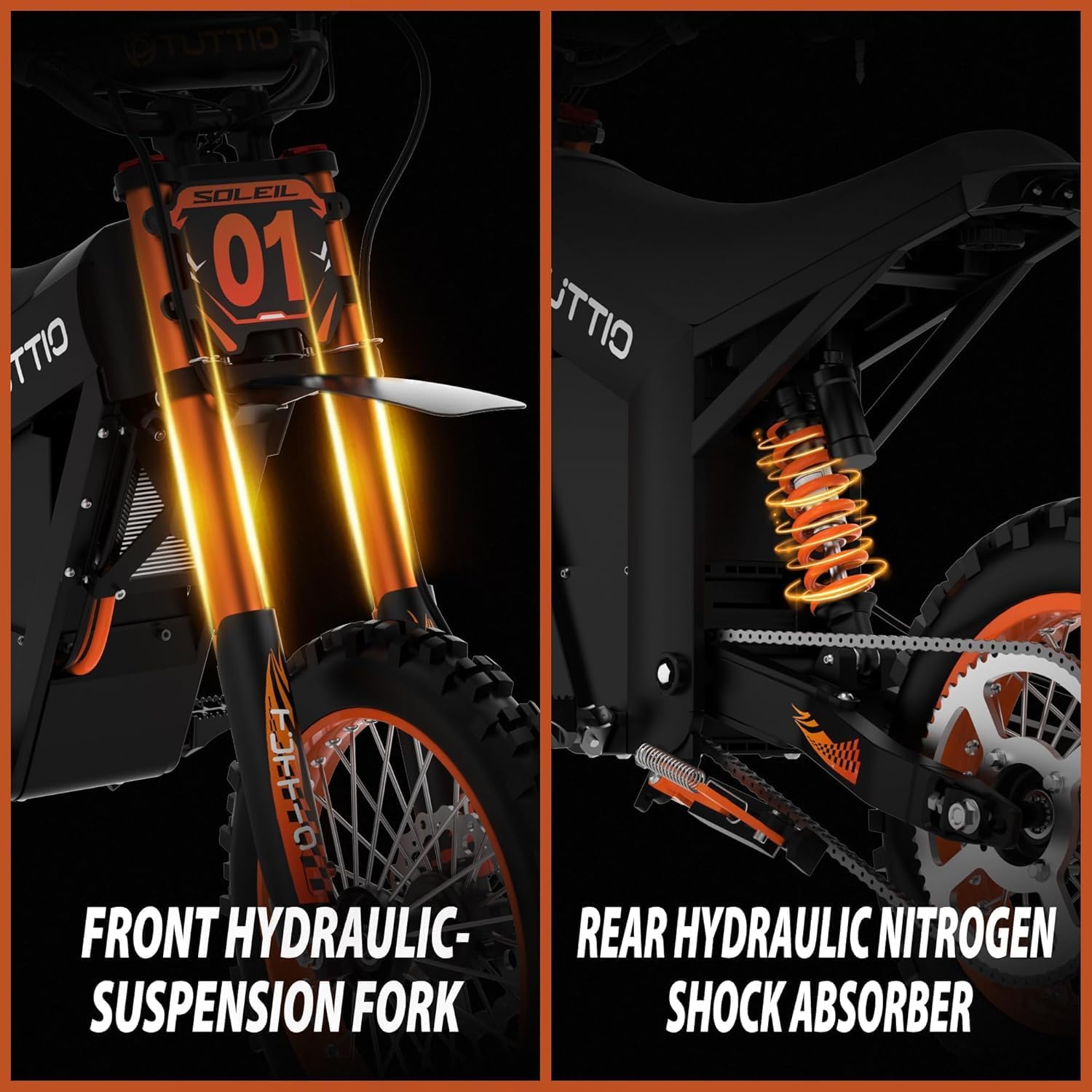 Tuttio Electric Dirt Bike Teens Adults 2000W/3000W 220NM 37MPH Electric Bike 48V 21AH Removable Battery with Hydraulic Brakes (21AH Dirt Bike)