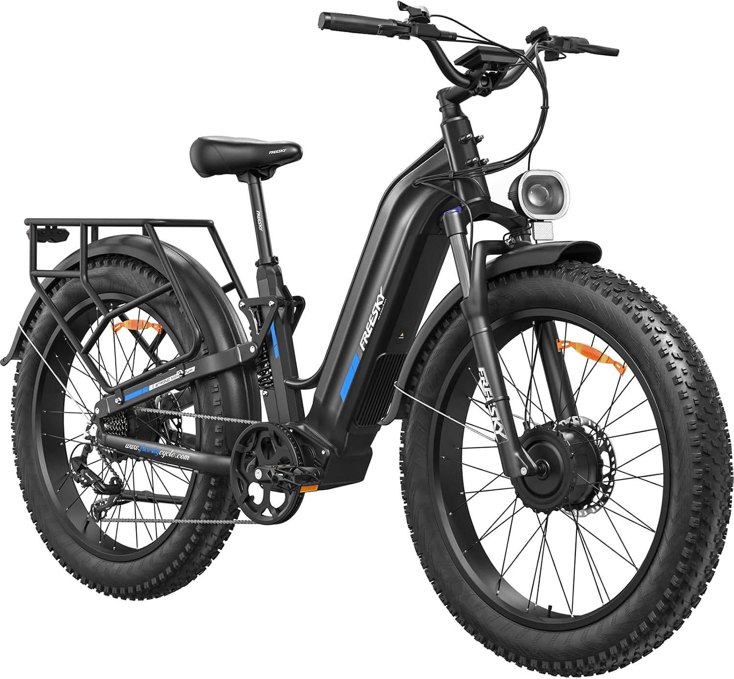FREESKY Ranger AIR Dual Motor Electric Bike for Adults, 3500W 200NM Fast Ebike,105Miles Long Range E Bike,Full Suspension Electric Mountain Bike, 26'' Fat Tire Electric Bicycle for Man Womens Hunters