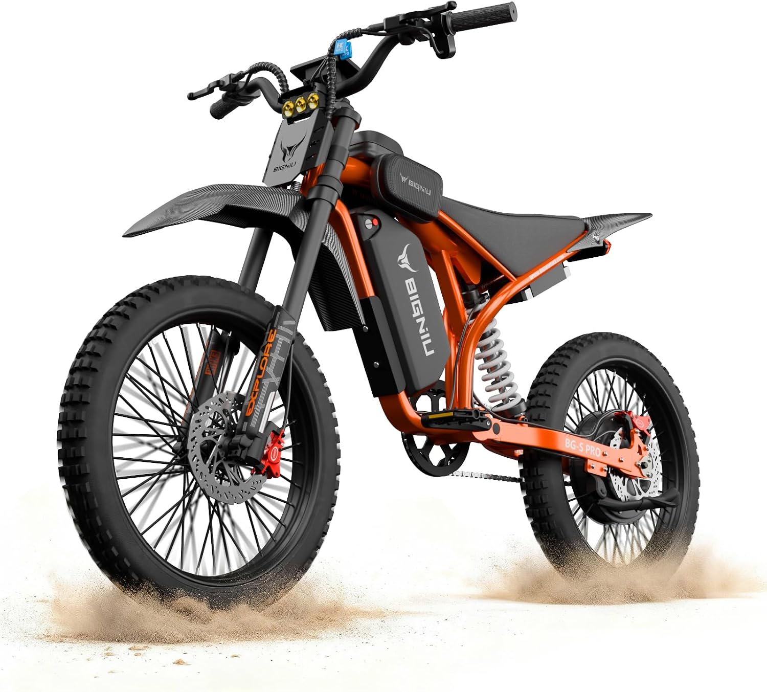 BIGNIU Electric Dirt Bike, Electric Bike for Adults with 3000W Peak Motor, 60V 32Ah Battery, 19x2.1 Fat Tires, Off-Road Ebike Removable Battery, E Bike for Teens, Ebike City Riding