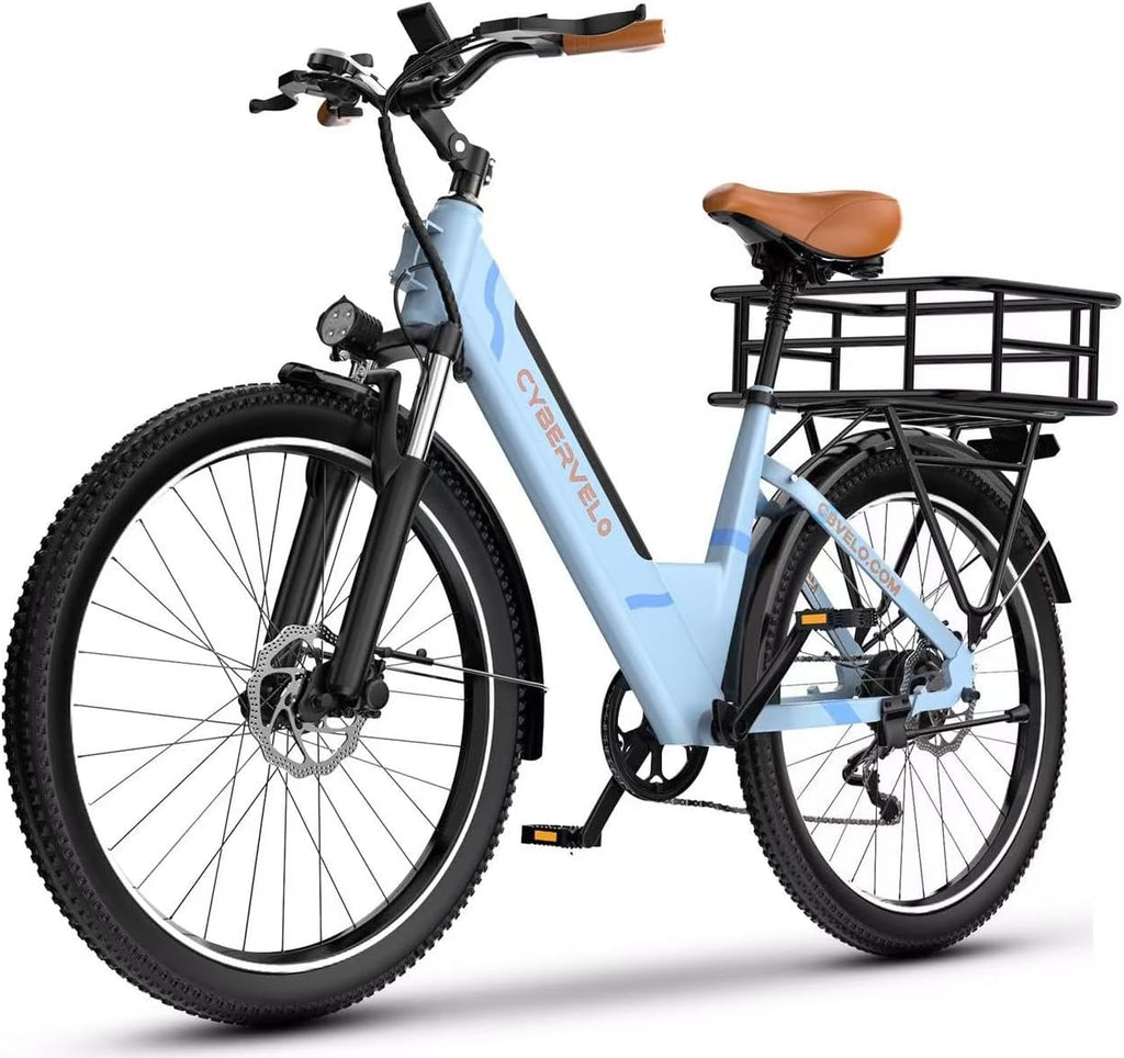 Cybervelo 750W Peak Electric Bike for Adults,up 80 Miles Removable Battery Ebike, 26' Electric E Bike with 7-Speed,Adult Electric Bicycles for Commute Beach Snow Womens/Man All Terrain