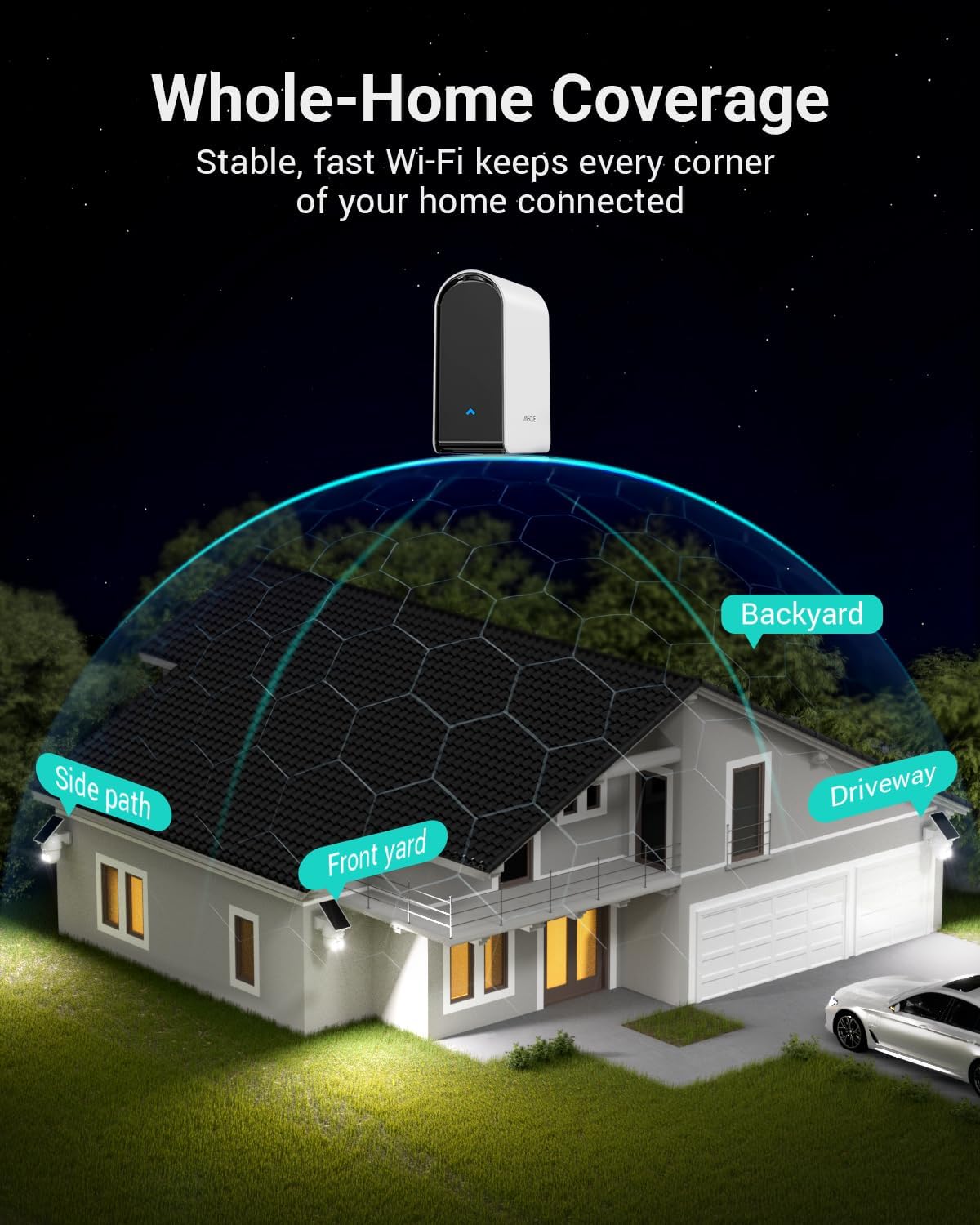 ANSQUE Security Cameras Wireless Outdoor Home System, 4 Camera Kit, No Subscription Fees, Solar Powered, Local Storage, 365-Day Battery Life, 360°PTZ Surveillance, Auto Tracking, 2K Color Night Vision