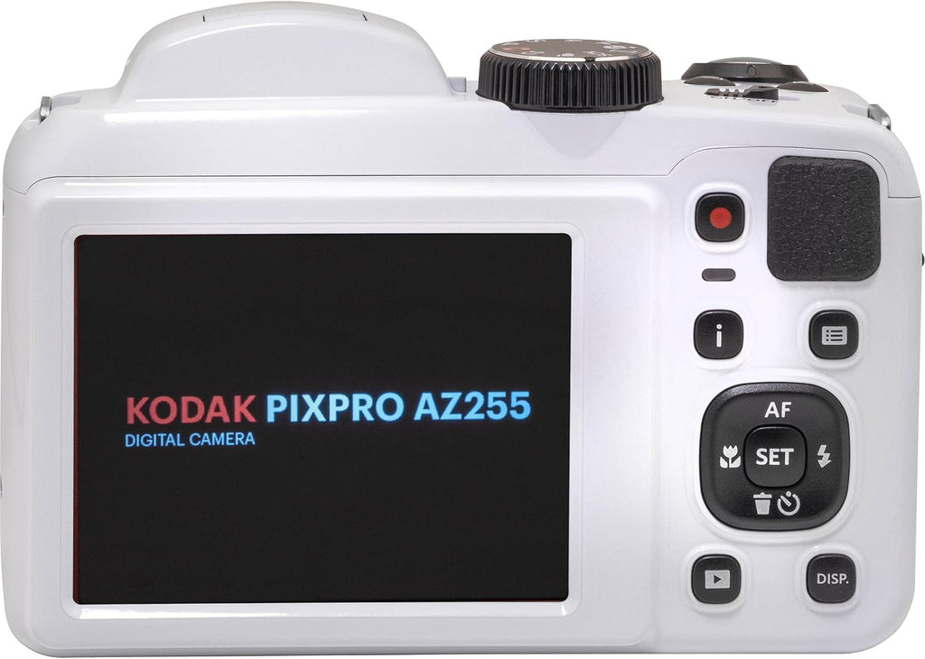 Kodak PIXPRO AZ255 Digital Camera (White) + Point & Shoot Camera Case + Transcend 32GB SD Memory Card + Rechargeable Batteries & Charger + USB Card Reader + Table Tripod + Accessories