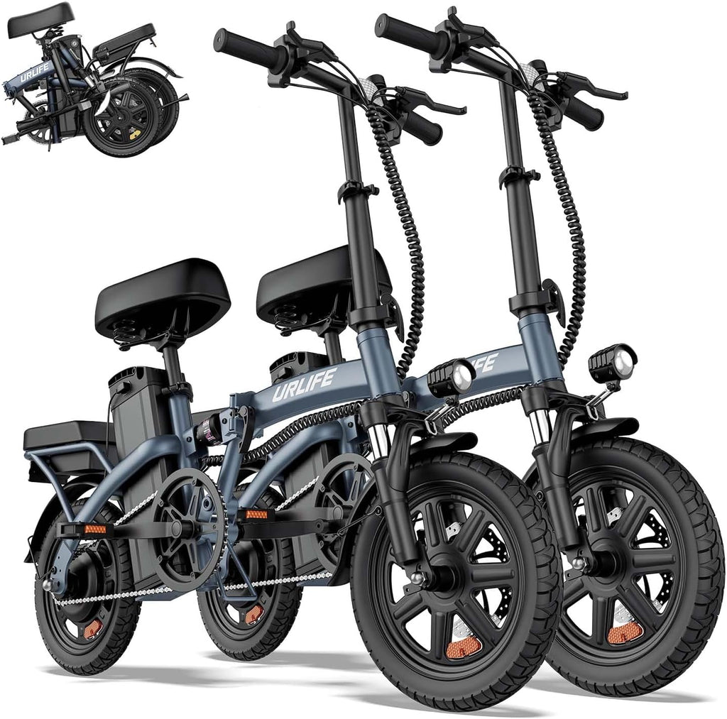 URLIFE Folding Electric Bike for Adults, 14' Portable Commuter ebikes, 20-40 Mile Long Range, 500W Peak Motor, 20MPH, UL 2849 Mini Bikes for Teens