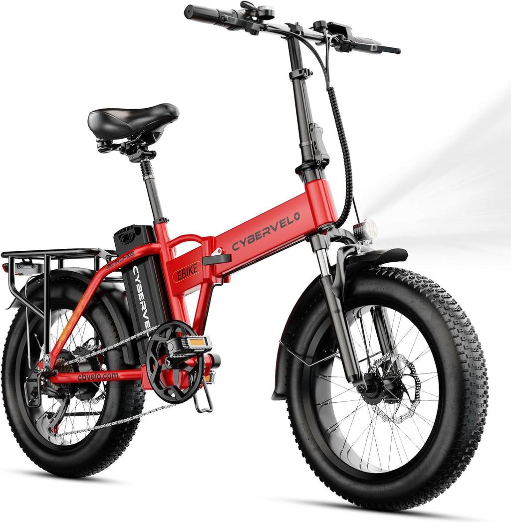Cybervelo 750W Folding Electric Bike,48V 20AH Removable Battery EBike,20MPH,80 Miles Max Range Electric Bike for Adults, 20' Fat TireFoldable ebike, Adult Electric Bicycles
