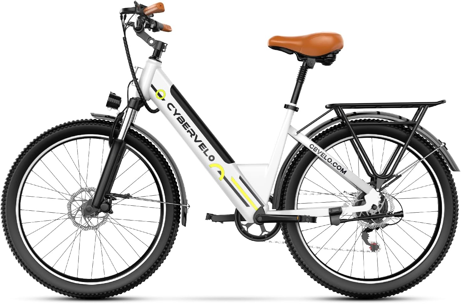 Cybervelo 750W Peak Electric Bike for Adults,up 80 Miles Removable Battery Ebike, 26' Electric E Bike with 7-Speed,Adult Electric Bicycles for Commute Beach Snow Womens/Man All Terrain
