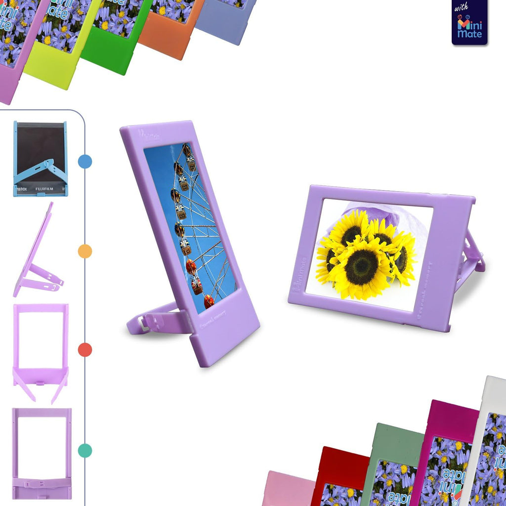 Fujifilm Instax Mini Instant Film (3 Pack, 60 Sheets) 5 Plastic Desk Frames + 10 Paper Frames Plus 60 Sticker Frames