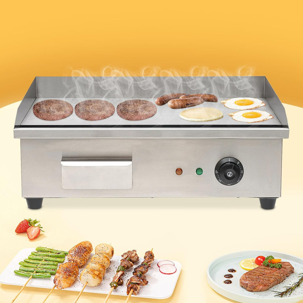 24'Commercial Electric Griddle Electric Countertop Griddle 3000W Restaurant Grill BBQ Flat Top 430 Stainless Steel Long Griddle Electric Nonstick Adjustable Thermostatic Control for Kitchen 110V