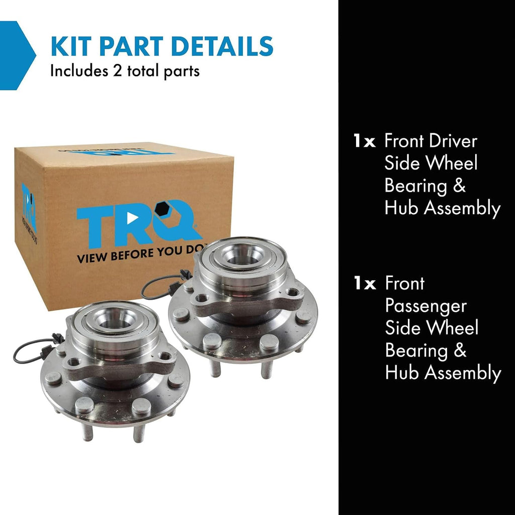 TRQ 2 Piece Front Wheel Bearing & Hub Assembly Set Compatible with 2001-2006 Chevrolet Silverado 3500 2007 Silverado 3500 Classic GMC Sierra 3500 Sierra 3500 Classic