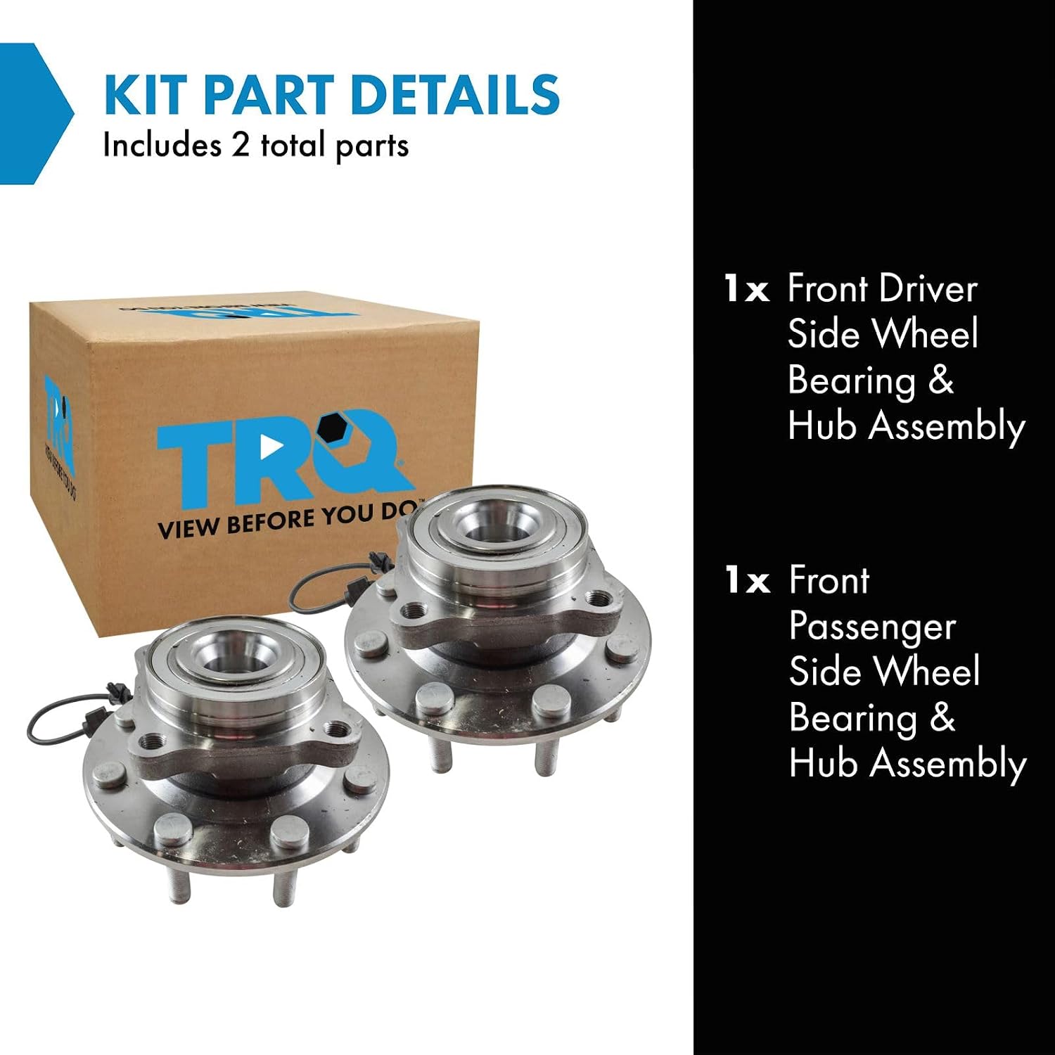 TRQ 2 Piece Front Wheel Bearing & Hub Assembly Set Compatible with 2001-2006 Chevrolet Silverado 3500 2007 Silverado 3500 Classic GMC Sierra 3500 Sierra 3500 Classic